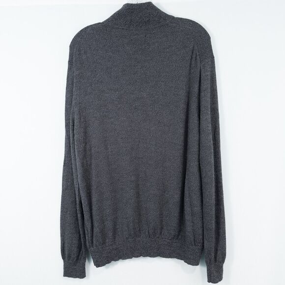 Calvin Klein 100% Italian Merino Wool 1/4 Zip Pullover Mens Large Dark Gray Soft - Picture 2 of 14